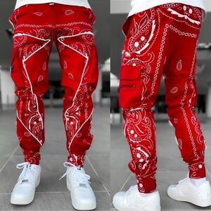Guapi Cargo Pants Men's 36 Red Bandana Patchwork Limited Edition Streetwear BNWT